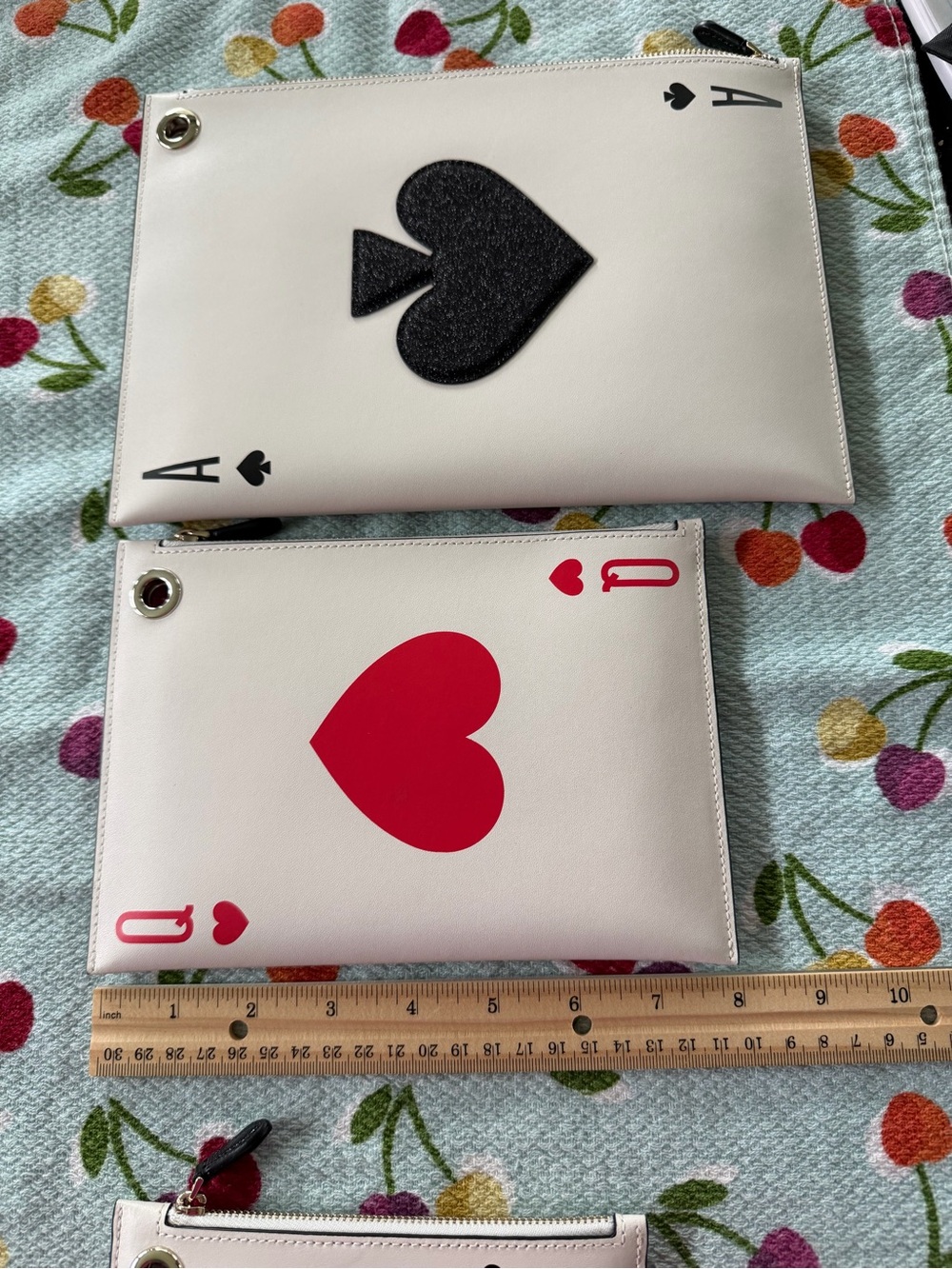 kate spade White Playing Card Trio Pouch Set with Black & Red Motifs - Picture 4 of 13
